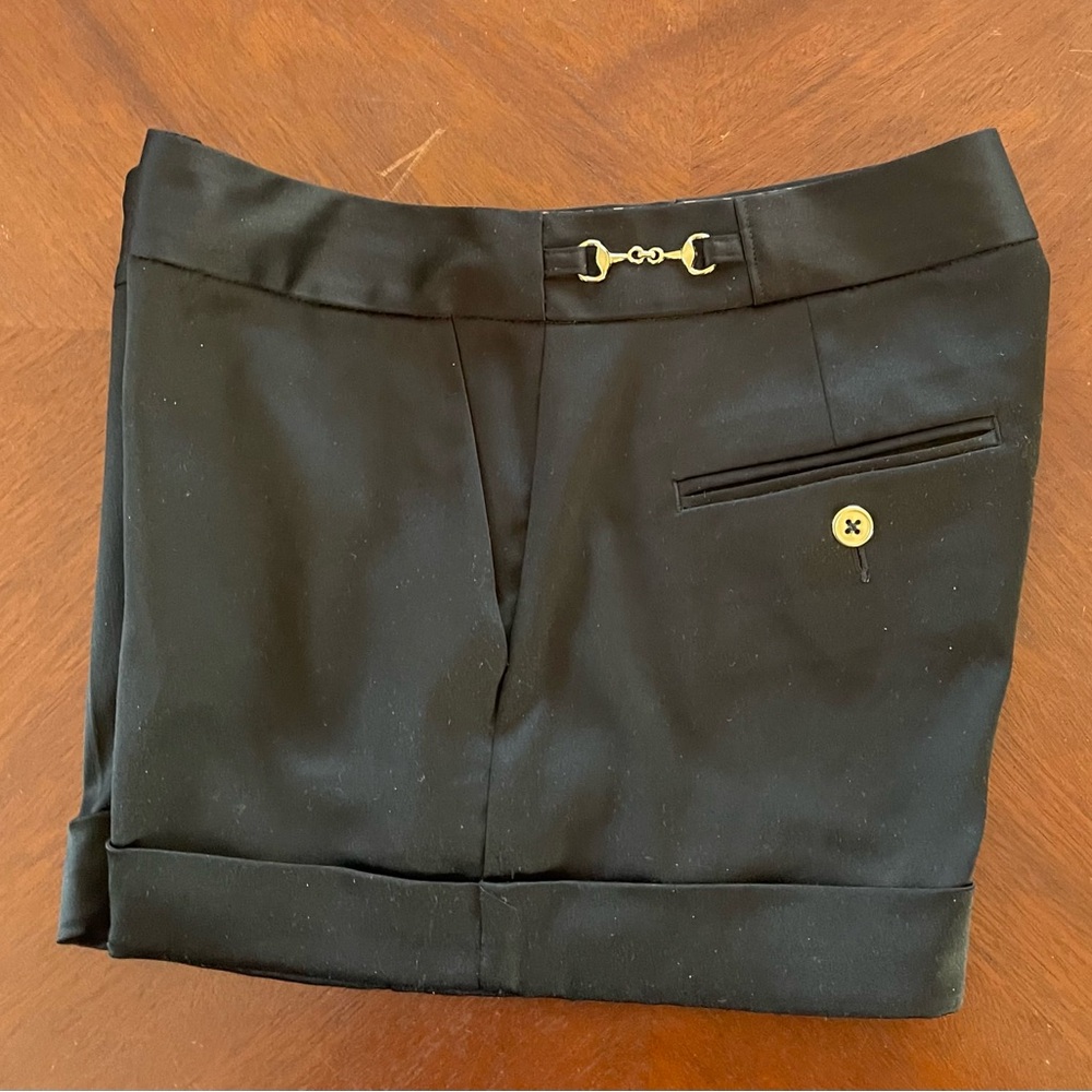 Y2K ERA EXPRESS BLACK SATIN SHORTS WITH HORSE-BIT GOLD DETAILS - SIZE 4 - Picture 3 of 9